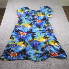 Royal Hawaiian Creations Dress Womens 4XL Blue Floral Cotton Short Sleeve