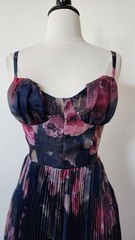 New Anthro Midi Dress New Size Small XS Navy Blue Floral Bustier Wedding Formal