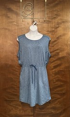 COLUMBIA Sleeveless Drawstring Waist Tank Dress Womens Plus 2X Blue Marled Knit