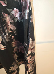 Maurices Black Floral Mesh Metallic Shine Knee Length Dress Medium Illusion