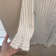C&C California Womens Striped 100% Linen Shirt Dress M Coastal Beach Nautical