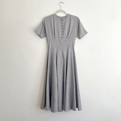 vintage 1940s cotton dress blouse shirt shirtdress day 1930s 30s 40s 50s S