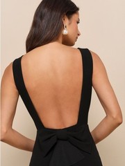 Lulus Exquisite Refinement Black Backless Bow Ruffled Maxi Dress Size L NWT