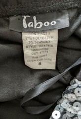 TABOO Black Strapless Sequin – SILKY – Bodycon Dress Mini – RUCHED – Size Small