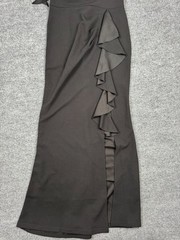 WOOSEA Women&rsquo;s High Slit Ruffle Evening Gown Black Size Large Formal Prom
