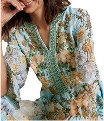NWT Soft Surrounding Gilded Baroque M Blue Multi Floral Bohemian Beaded Resort