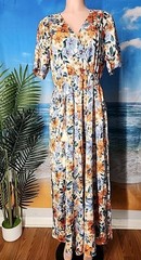 Nwt Cupshe Cream Women’s Orange Blue Floral Print Size Extra Large