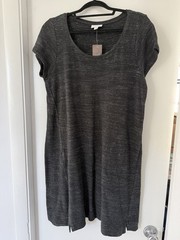 NWT J Jill Pure Jill Black Space Dye Short Sleeve Shift Dress w/ Pockets Size MP