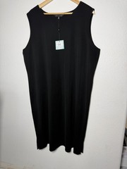 Ming Wang Black Knit Stretch Scoop Neck Shift Knee-Length Dress 2X