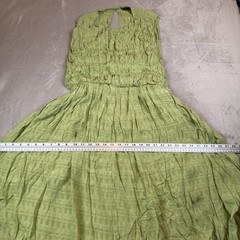 NEW ASOS DESIGN Maxi Dress Womens 12 Green Jacquard Pleated Check Sundress