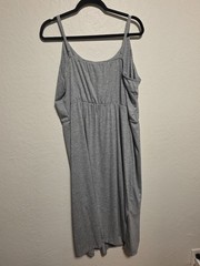 Old Navy Gray Cozy Waist-Defined Midi Dress Sz XXL Slit Sides Spaghetti Straps
