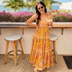 Zimmermann Pattie Dress Size 1 / 10 AU / 6 US Tie Shoulder Mustard Floral Cotton