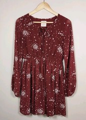 Womens Wild Blue Sadie Robertson Tunic Flare Dress Size Small Maroon/Red Hearts