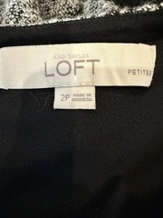 LOFT Petites 2P Black/White Tweed A-Line Short Sleeve Lined Zip Short Dress