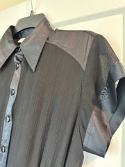 Spiegel Black Button-Down Midi Dress with Satin Accents
