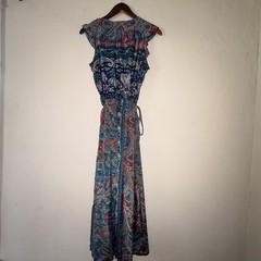 Anthropologie Raga Paisley Print Ruffle Wrap Maxi Dress Size Medium