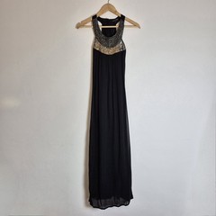 Next 6 Black Sheer Lined Chiffon Sequin Embellished Long Maxi Dress Party Evenin
