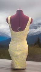 Yellow Sundress, Zebra Print, Open Front, Slim Fit . Small/ Med Size.