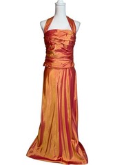 Women&rsquo;s Iridescent Orange Pink Gold Prom Halter 2 pc Dress Size 12