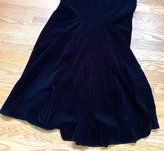 Jessica McClintock Black Velvet Faux Pearl Embellished Maxi Formal Dress 10 90&rsquo;s