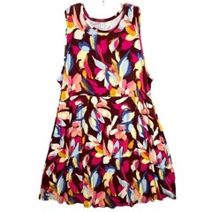 Maurices Swing A Line Tank Dress 4X Stretch Pockets Floral Summer Beach Resort
