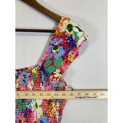 Jodifl Floral Smocked Midi Dress Womens Medium Multicolor Ruffle Tiered G10173