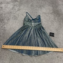 Lulus Sparkly Glitter Metallic Pleated A-Line Dress Womens XS Blue Crisscross