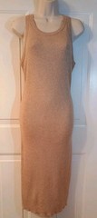 Rachel Zoe Ribbed Knit Rayon Nylon Poly Blend Beige Tank Bodycon Dress sz L