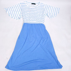 Merokeety Womens Dress M Blue White Stripe Short Sleeve Tied Pocket Nautical