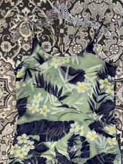VTG 1990s Y2K Tropical Floral Strappy Cutout Back Dress Size 10 Grunge Boho