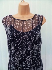 JESSICA HOWARD NAVY WHITE FLORAL SHEER TULLE LACE 20&rsquo;S MINI SHIFT DRESS 16 £120