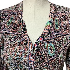 ANTHROPOLOGIE Postmark Geometric Tile Print Smocked Waist Dress Size S