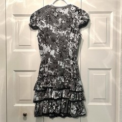 Material Girl Madonna V Neck Gray Ruffle Dress Small