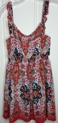 Xtraordinary boho smock waist mini sundress Sz M ruffle straps cottage festival