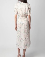 Women Zadig & Voltaire V-neck Jacquard Silk French Chic Dress Shirt Straps XS-L