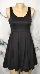 ELLE Black Black Tie Dress 2 Sleeveless Scalloped Hem Box Pleat Skirt Poly Blend