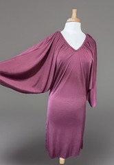 TRACY Vintage 70s 80s Disco Midi Dress Batwing High Slits Mauve Purple sz M