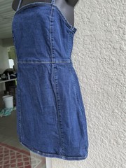 Pull&Bear Blue Denim Mini Slip Dress L Sleeveless Square Neck Zip Straps