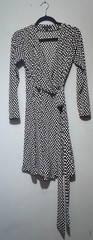 Banana Republic Long Sleeve Wrap Dress Womens SM Blue White Dot V-Neck Stretch