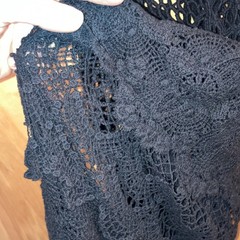 Black Crochet Lace Sheer Scoop Neck Sleeveless Tank Dress Knee Length One Size