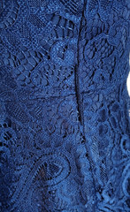 IVNS Formal A-Line Navy Blue Floral Lace Lined Dress Size M Machine Washable