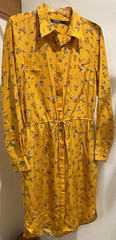 Lauren Ralph Lauren Yellow Floral Shirt Dress w/ Pockets Long Sleeve Size 8