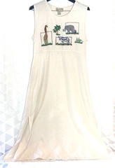 Vtg New Direction Linen Blend Dress Shirt Set African Animals Embroidery Bust 38