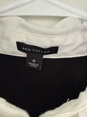 Ann Taylor Black White Collared Shirt Dress Women Size 8 Long Sleeve Career