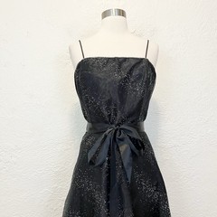 Vintage 90s Y2K Dress Black Silver Beaded Goth Gothic Whimsigoth Formal M/L