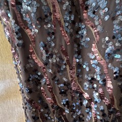 Haute Monde Women’s Brown Sequin V-Neck Strappy Bodycon Knee Dress Size M