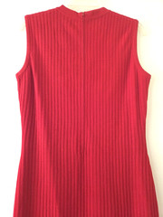 ST JOHN KNITS COLLECTION MARIE GRAY Sweater Dress 8 Red High Neck Sleeveless