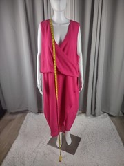 Boohoo Plus Hot Pink Sleeveless Draped Wrap Midi Dress V Neck Women&rsquo;s Size 20