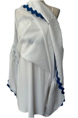 Fashion Maxi Sundress (S) Blue Zigzag Trim White Stretch Adjusting Straps Lined