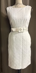 BANANA REPUBLIC Sleeveless Sheath Dress Ivory Jacquard Belted Lined Pockets 2